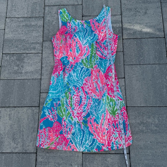 Lilly Pulitzer Lets Cha Cha Aqua Delia Shift Dress Pink Blue Size 2 Holy Grail - Picture 5 of 8